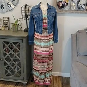 4for $15 Nwot belted sheer print maxi dress